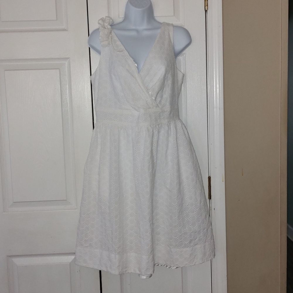 Dress barn white eyelet sleeveless dress easter spring graduation wedding Sz 12